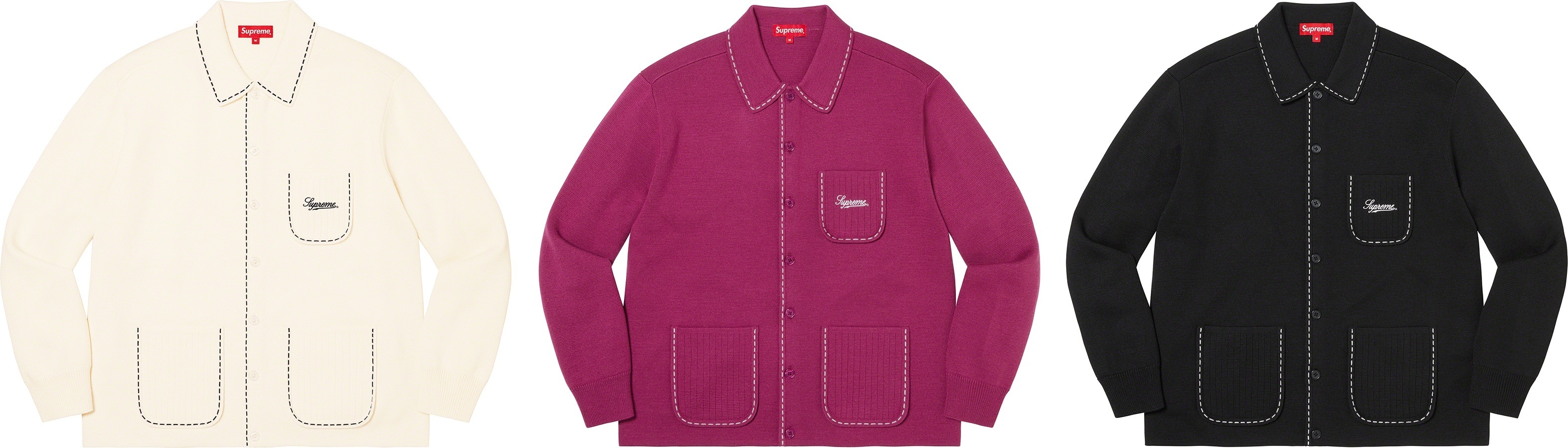 Contrast Stitch Button Up Sweater